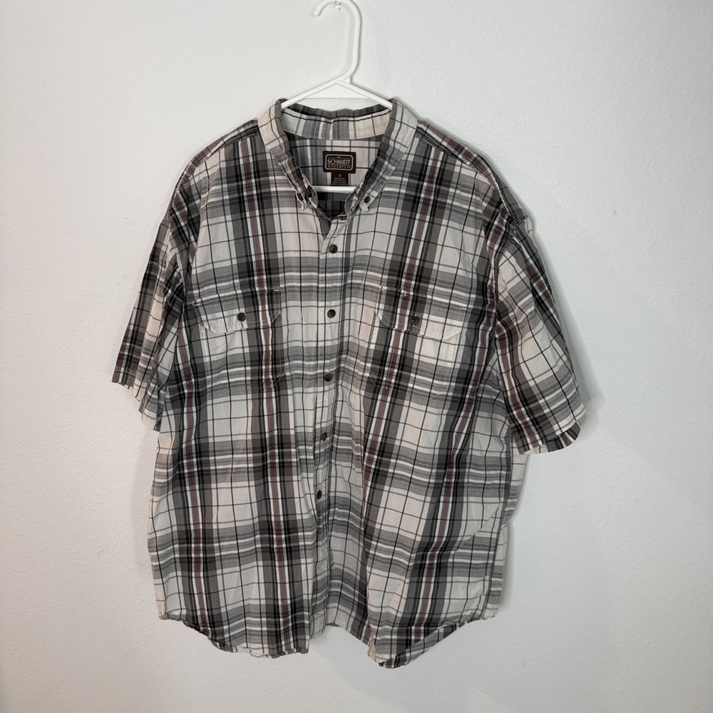 Schmidt Work Wear Short Sleeve Plaid Button Up 2XL